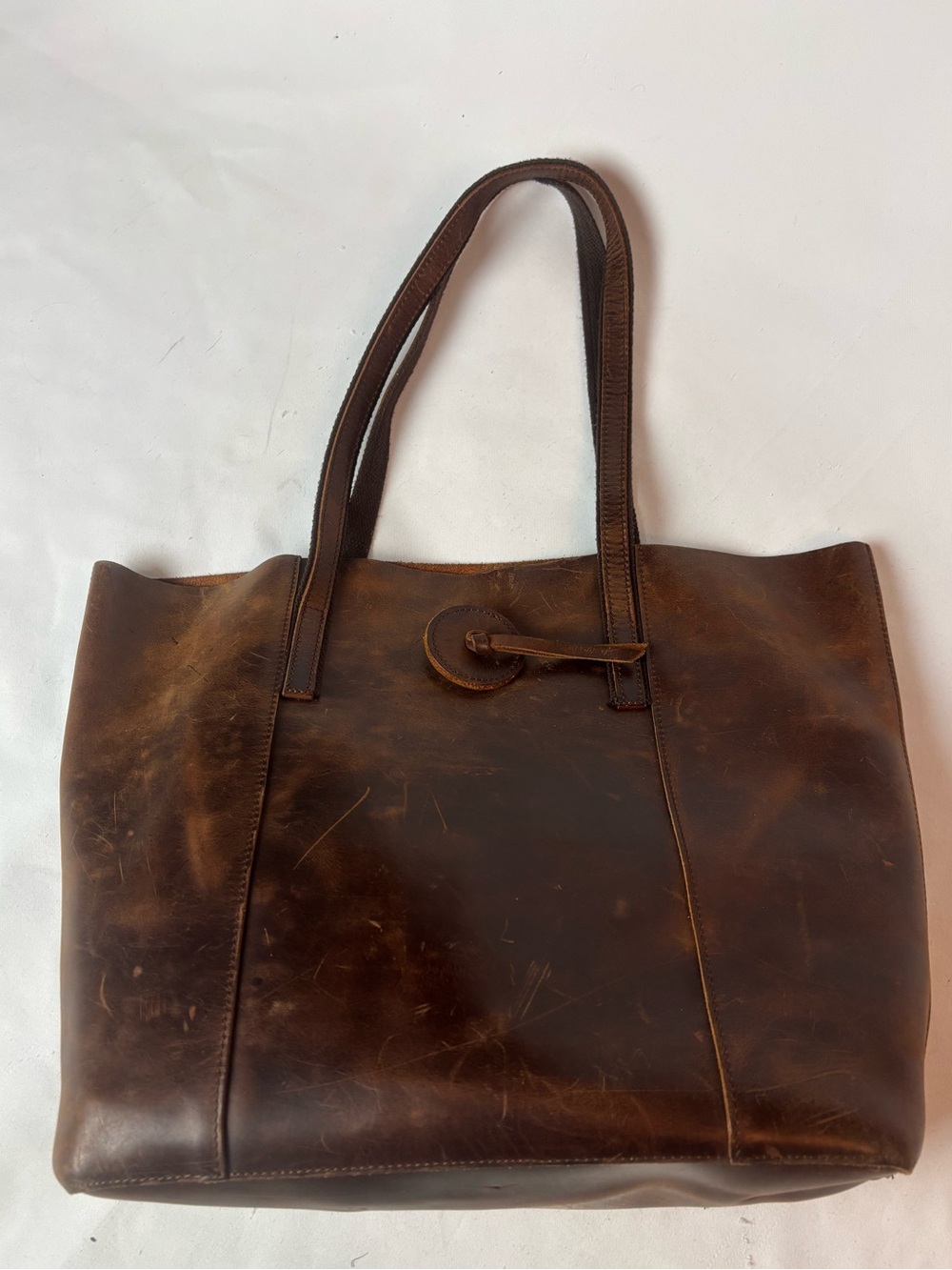 S-ZONE Distressed Leather Tote Bag & Pouch Large Work Shoulder Purse Brown